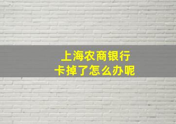 上海农商银行卡掉了怎么办呢