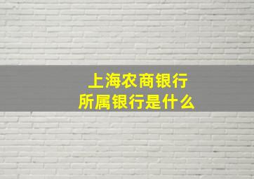 上海农商银行所属银行是什么