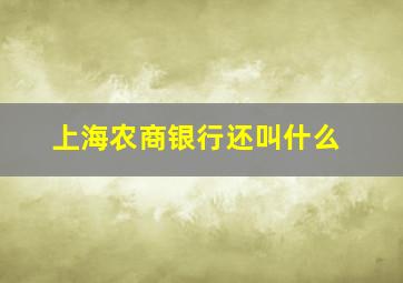 上海农商银行还叫什么