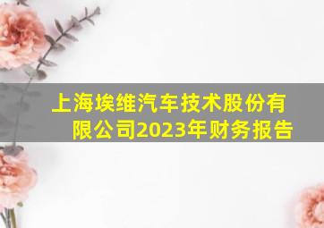 上海埃维汽车技术股份有限公司2023年财务报告