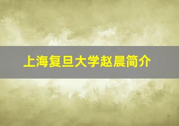 上海复旦大学赵晨简介