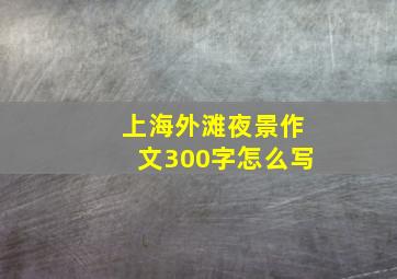 上海外滩夜景作文300字怎么写