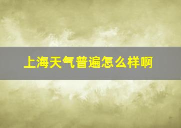 上海天气普遍怎么样啊