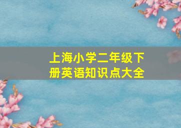 上海小学二年级下册英语知识点大全