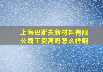 上海巴斯夫新材料有限公司工资高吗怎么样啊