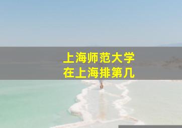 上海师范大学在上海排第几