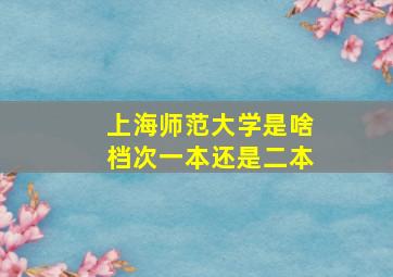 上海师范大学是啥档次一本还是二本