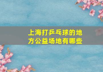 上海打乒乓球的地方公益场地有哪些