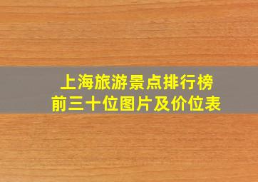 上海旅游景点排行榜前三十位图片及价位表