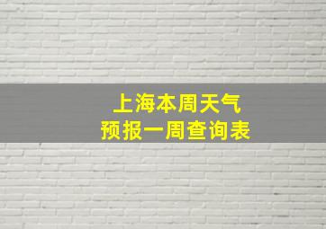 上海本周天气预报一周查询表