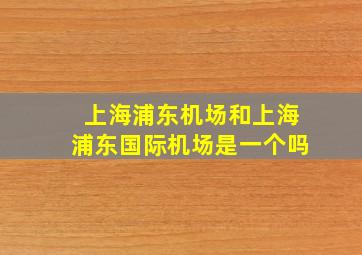 上海浦东机场和上海浦东国际机场是一个吗