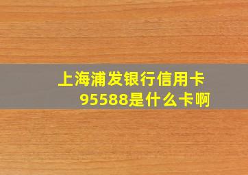 上海浦发银行信用卡95588是什么卡啊