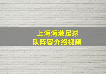 上海海港足球队阵容介绍视频