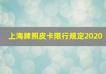 上海牌照皮卡限行规定2020