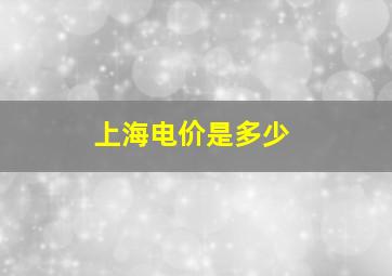 上海电价是多少