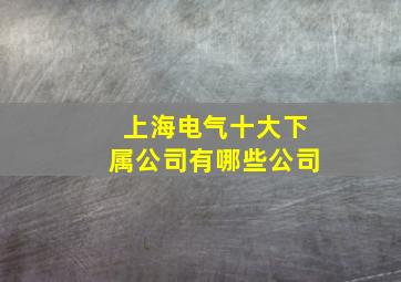 上海电气十大下属公司有哪些公司