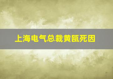 上海电气总裁黄瓯死因