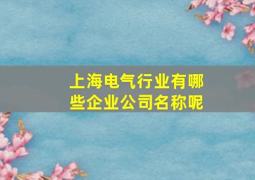 上海电气行业有哪些企业公司名称呢