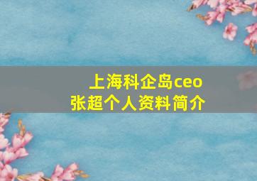 上海科企岛ceo张超个人资料简介