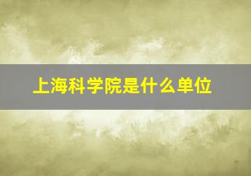 上海科学院是什么单位