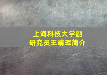 上海科技大学副研究员王靖珲简介