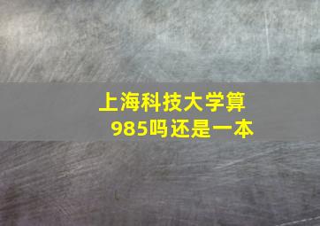 上海科技大学算985吗还是一本