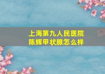 上海第九人民医院陈辉甲状腺怎么样