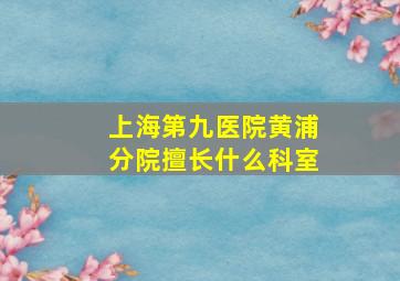 上海第九医院黄浦分院擅长什么科室