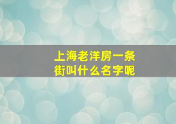 上海老洋房一条街叫什么名字呢