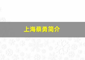 上海蔡勇简介