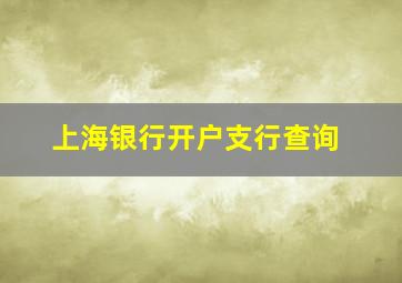 上海银行开户支行查询