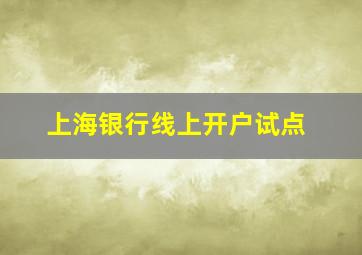 上海银行线上开户试点