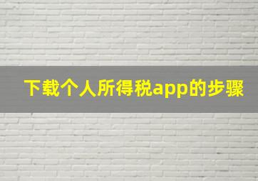 下载个人所得税app的步骤