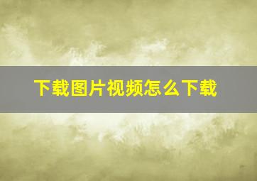 下载图片视频怎么下载