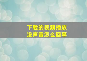 下载的视频播放没声音怎么回事