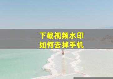 下载视频水印如何去掉手机