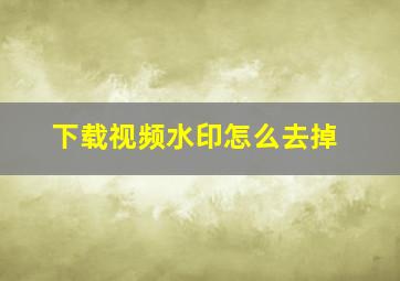 下载视频水印怎么去掉