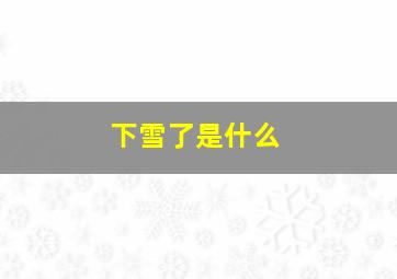 下雪了是什么