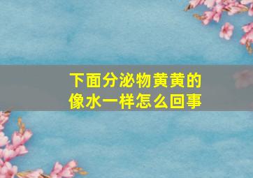 下面分泌物黄黄的像水一样怎么回事