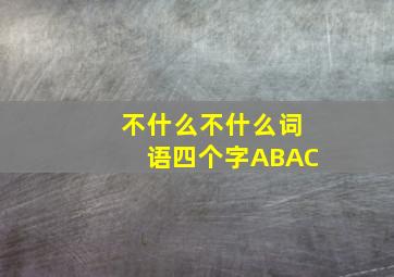 不什么不什么词语四个字ABAC