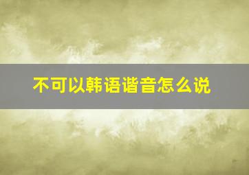 不可以韩语谐音怎么说