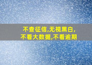 不查征信,无视黑白,不看大数据,不看逾期