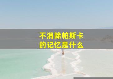 不消除帕斯卡的记忆是什么