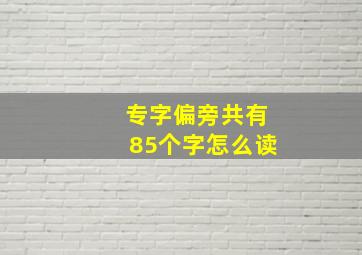 专字偏旁共有85个字怎么读