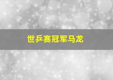 世乒赛冠军马龙