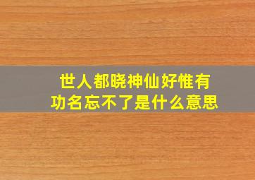 世人都晓神仙好惟有功名忘不了是什么意思