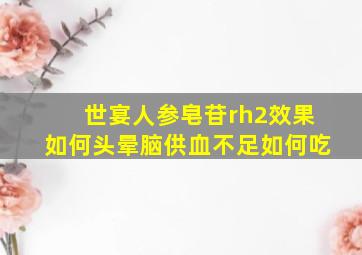 世宴人参皂苷rh2效果如何头晕脑供血不足如何吃