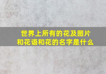 世界上所有的花及图片和花语和花的名字是什么