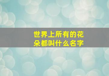 世界上所有的花朵都叫什么名字