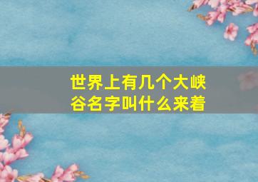 世界上有几个大峡谷名字叫什么来着